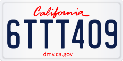 CA license plate 6TTT409