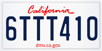 CA license plate 6TTT410