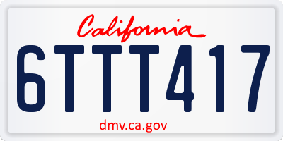 CA license plate 6TTT417
