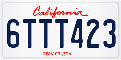 CA license plate 6TTT423