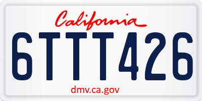 CA license plate 6TTT426