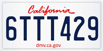 CA license plate 6TTT429