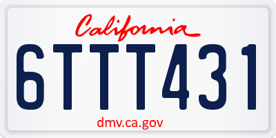 CA license plate 6TTT431