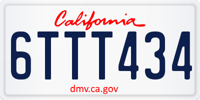 CA license plate 6TTT434