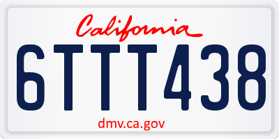 CA license plate 6TTT438