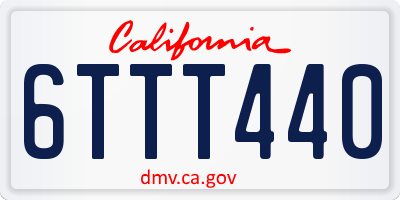 CA license plate 6TTT440