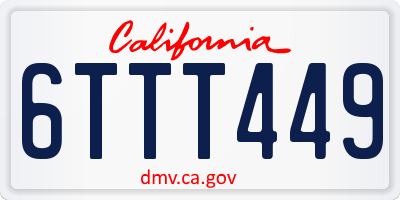 CA license plate 6TTT449