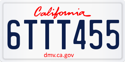 CA license plate 6TTT455