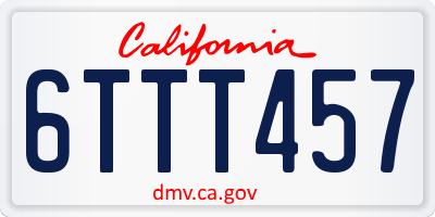 CA license plate 6TTT457
