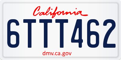 CA license plate 6TTT462