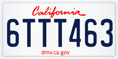 CA license plate 6TTT463