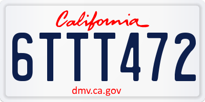 CA license plate 6TTT472