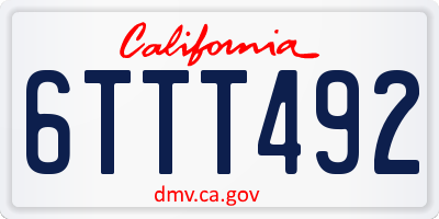 CA license plate 6TTT492