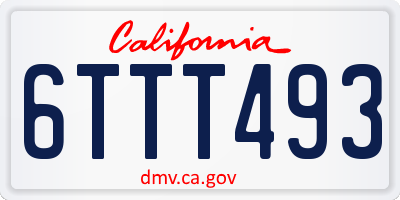 CA license plate 6TTT493
