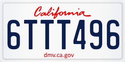 CA license plate 6TTT496