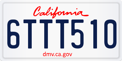 CA license plate 6TTT510