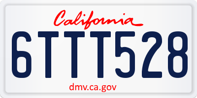 CA license plate 6TTT528