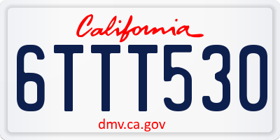 CA license plate 6TTT530