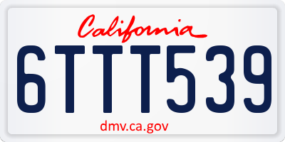 CA license plate 6TTT539