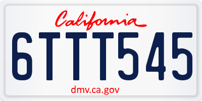 CA license plate 6TTT545