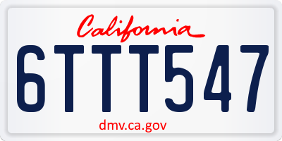 CA license plate 6TTT547