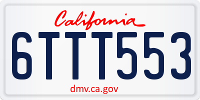 CA license plate 6TTT553