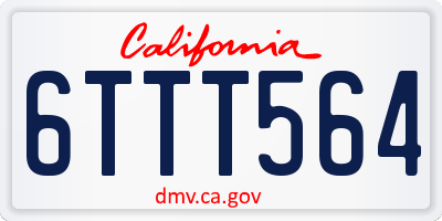 CA license plate 6TTT564