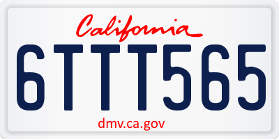 CA license plate 6TTT565
