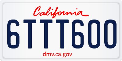 CA license plate 6TTT600