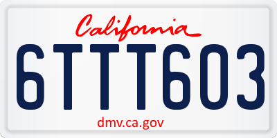 CA license plate 6TTT603