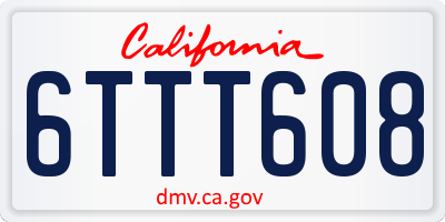 CA license plate 6TTT608