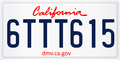 CA license plate 6TTT615