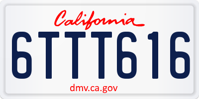 CA license plate 6TTT616