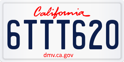 CA license plate 6TTT620