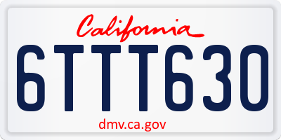 CA license plate 6TTT630