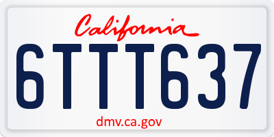 CA license plate 6TTT637