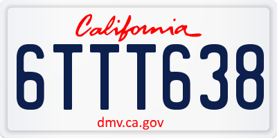 CA license plate 6TTT638