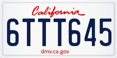 CA license plate 6TTT645