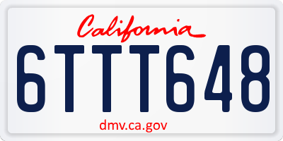 CA license plate 6TTT648