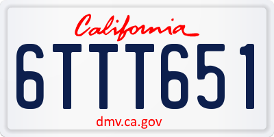 CA license plate 6TTT651