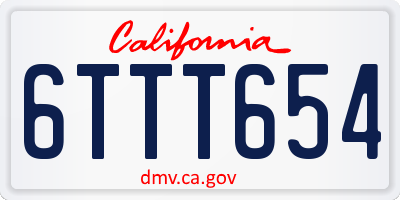 CA license plate 6TTT654
