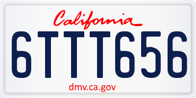 CA license plate 6TTT656