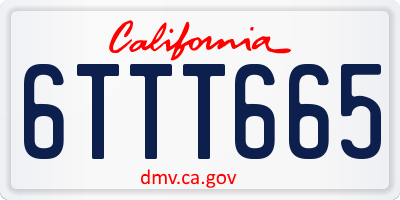 CA license plate 6TTT665