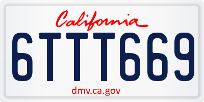CA license plate 6TTT669