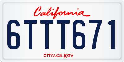 CA license plate 6TTT671