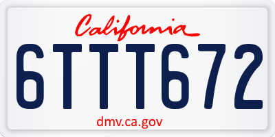 CA license plate 6TTT672