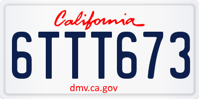 CA license plate 6TTT673