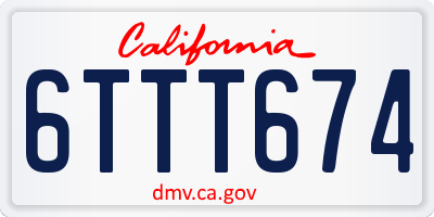 CA license plate 6TTT674