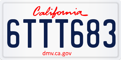 CA license plate 6TTT683