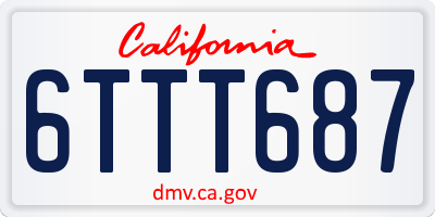 CA license plate 6TTT687